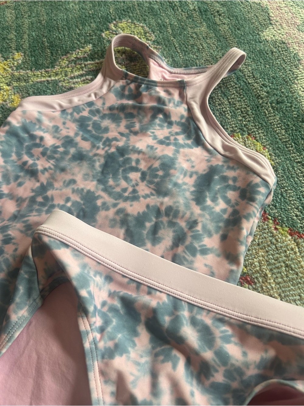 Athleta Girl pink and blue tie-dye racer back tankini top/ bikini bottoms 8/10 - Picture 2 of 6